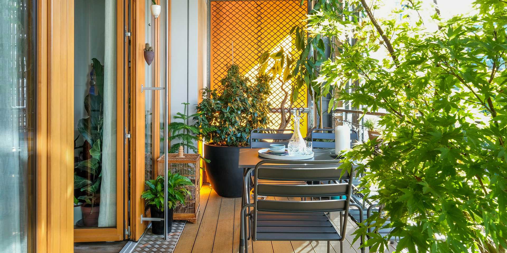 Petite terrasse d'un appartement de la région lilloise aménagée par un paysagiste